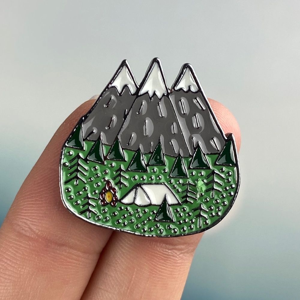 Camping Scene Enamel Pin/ Brooch Lapel